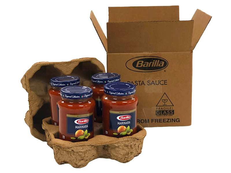 Protective packaging for shipping sauce jars