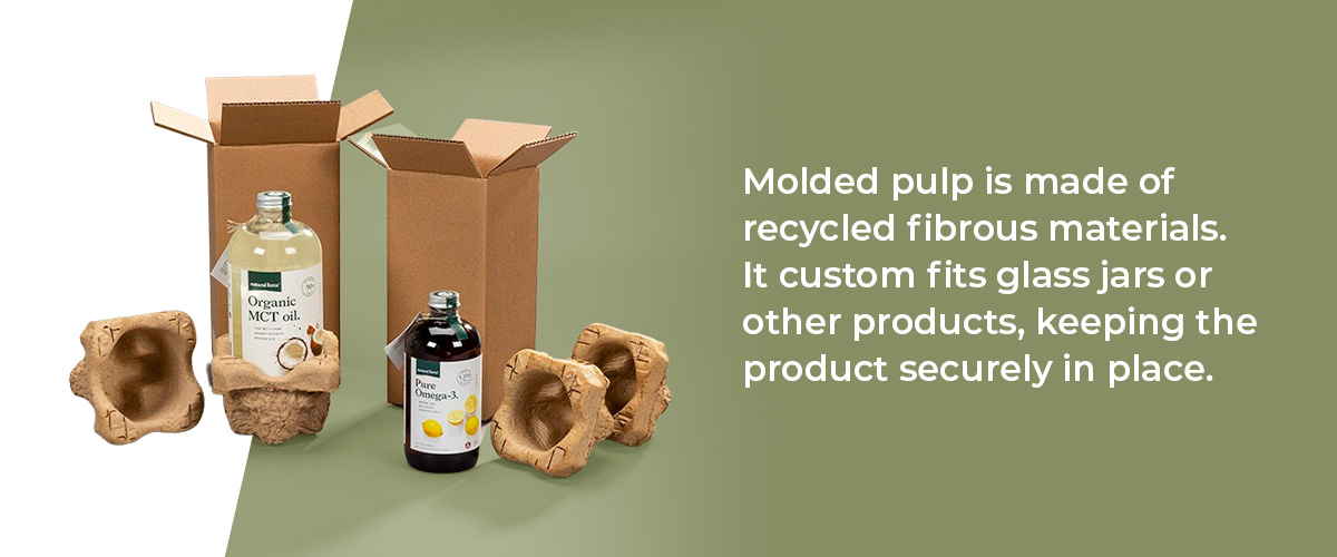 Molded pulp is made custom to fit glass jars for shipping