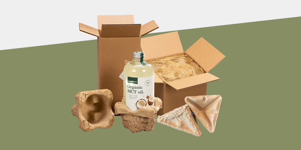 Example of packaging glass product with molded fiber instead of foam
